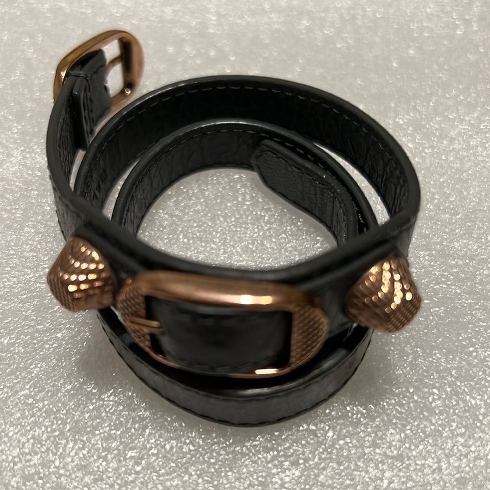 Authentic BALENCIAGA Arena Leather Classic Triple Tour Wrap Bracelet